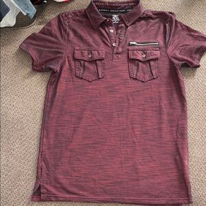 Rock & Republic Men's Small Maroon Short Sleeve Polo Shirt